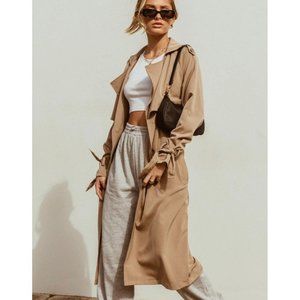 Princess Polly Cassie Trench Coat Tan Sz 6